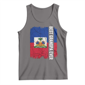 Best Grandpa Ever Haitian Granpapa Tank Top Vintage Distressed Haiti Flag Father's Day TS02 Deep Heather Print Your Wear