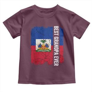 Best Grandpa Ever Haitian Granpapa Toddler T Shirt Vintage Distressed Haiti Flag Father's Day TS02 Maroon Print Your Wear