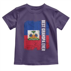 Best Grandpa Ever Haitian Granpapa Toddler T Shirt Vintage Distressed Haiti Flag Father's Day TS02 Purple Print Your Wear