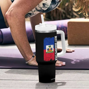 Best Grandpa Ever Haitian Granpapa Tumbler With Handle Vintage Distressed Haiti Flag Father's Day TS02 Print Your Wear