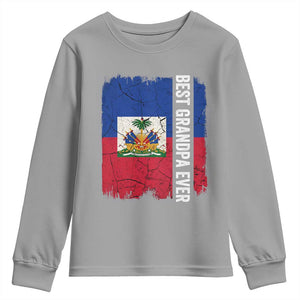 Best Grandpa Ever Haitian Granpapa Youth Sweatshirt Vintage Distressed Haiti Flag Father's Day TS02 Sport Gray Print Your Wear