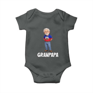 Granpapa Haitian Creole Grandpa Pride Baby Onesie Grandfather Hispanic Haiti Heritage Father's Day TS02 Dark Heather Print Your Wear