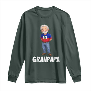 Granpapa Haitian Creole Grandpa Pride Long Sleeve Shirt Grandfather Hispanic Haiti Heritage Father's Day TS02 Dark Forest Green Print Your Wear