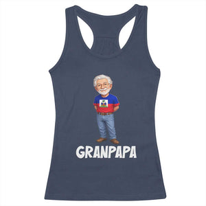 Granpapa Haitian Creole Grandpa Pride Racerback Tank Top Grandfather Hispanic Haiti Heritage Father's Day TS02 Navy Print Your Wear