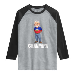 Granpapa Haitian Creole Grandpa Pride Raglan Shirt Grandfather Hispanic Haiti Heritage Father's Day TS02 Heather Gray Black Print Your Wear