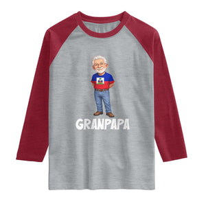 Granpapa Haitian Creole Grandpa Pride Raglan Shirt Grandfather Hispanic Haiti Heritage Father's Day TS02 Heather Gray Heather Red Print Your Wear