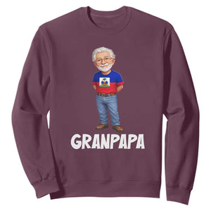 Granpapa Haitian Creole Grandpa Pride Sweatshirt Grandfather Hispanic Haiti Heritage Father's Day TS02 Maroon Print Your Wear