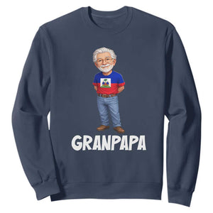 Granpapa Haitian Creole Grandpa Pride Sweatshirt Grandfather Hispanic Haiti Heritage Father's Day TS02 Navy Print Your Wear