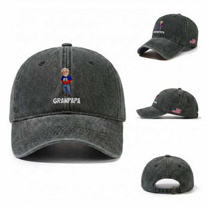 Granpapa Haitian Creole Grandpa Pride Washed Cotton Baseball Cap Grandfather Hispanic Haiti Heritage Father's Day TS02 Washed Cap Universal Fit Dark Green Print Your Wear