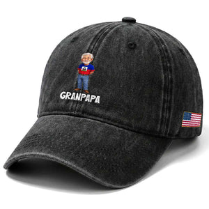 Granpapa Haitian Creole Grandpa Pride Washed Cotton Baseball Cap Grandfather Hispanic Haiti Heritage Father's Day TS02 Print Your Wear