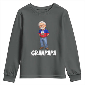 Granpapa Haitian Creole Grandpa Pride Youth Sweatshirt Grandfather Hispanic Haiti Heritage Father's Day TS02 Dark Heather Print Your Wear