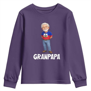Granpapa Haitian Creole Grandpa Pride Youth Sweatshirt Grandfather Hispanic Haiti Heritage Father's Day TS02 Purple Print Your Wear
