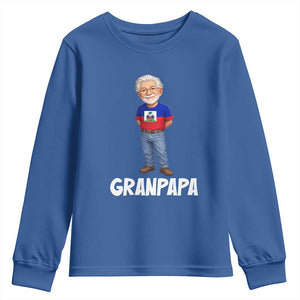 Granpapa Haitian Creole Grandpa Pride Youth Sweatshirt Grandfather Hispanic Haiti Heritage Father's Day TS02 Royal Blue Print Your Wear