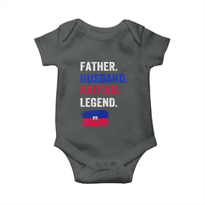 Father Husband Haitian Legend Baby Onesie Distressed Haiti Flag Dad Gift Father's Day TS02 Dark Heather Print Your Wear