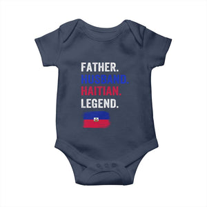 Father Husband Haitian Legend Baby Onesie Distressed Haiti Flag Dad Gift Father's Day TS02 Navy Print Your Wear