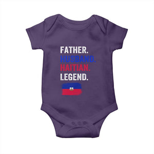 Father Husband Haitian Legend Baby Onesie Distressed Haiti Flag Dad Gift Father's Day TS02 Purple Print Your Wear