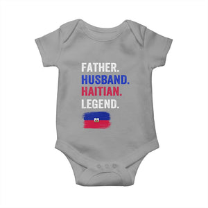 Father Husband Haitian Legend Baby Onesie Distressed Haiti Flag Dad Gift Father's Day TS02 Sport Gray Print Your Wear