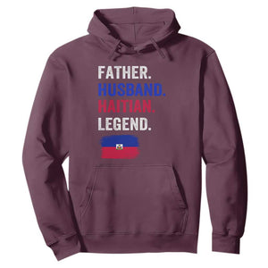 Father Husband Haitian Legend Hoodie Distressed Haiti Flag Dad Gift Father's Day TS02 Maroon Print Your Wear