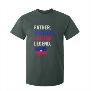 Father Husband Haitian Legend T Shirt For Kid Distressed Haiti Flag Dad Gift Father's Day TS02 Dark Forest Green Print Your Wear