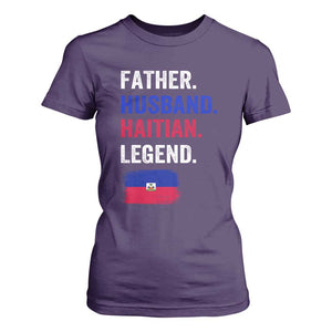 Father Husband Haitian Legend T Shirt For Women Distressed Haiti Flag Dad Gift Father's Day TS02 Purple Print Your Wear