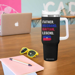 Father Husband Haitian Legend Tumbler With Handle Distressed Haiti Flag Dad Gift Father's Day TS02 Print Your Wear