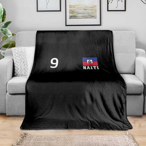 Haiti Soccer Jersey Style Number 9 Graphic Throw Blanket Haitian Flag Football Sports Fan TS02 Print Your Wear