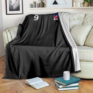Haiti Soccer Jersey Style Number 9 Graphic Throw Blanket Haitian Flag Football Sports Fan TS02 Print Your Wear
