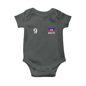 Haiti Soccer Jersey Style Number 9 Graphic Baby Onesie Haitian Flag Football Sports Fan TS02 Dark Heather Print Your Wear