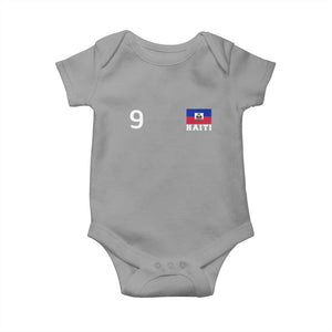 Haiti Soccer Jersey Style Number 9 Graphic Baby Onesie Haitian Flag Football Sports Fan TS02 Sport Gray Print Your Wear
