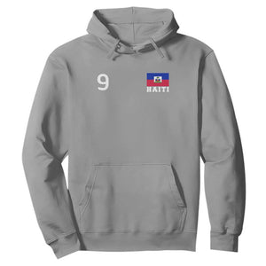 Haiti Soccer Jersey Style Number 9 Graphic Hoodie Haitian Flag Football Sports Fan TS02 Sport Gray Print Your Wear