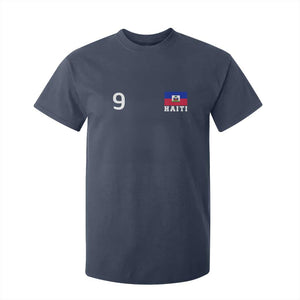 Haiti Soccer Jersey Style Number 9 Graphic T Shirt For Kid Haitian Flag Football Sports Fan TS02 Navy Print Your Wear