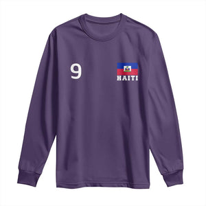 Haiti Soccer Jersey Style Number 9 Graphic Long Sleeve Shirt Haitian Flag Football Sports Fan TS02 Purple Print Your Wear
