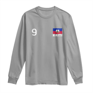 Haiti Soccer Jersey Style Number 9 Graphic Long Sleeve Shirt Haitian Flag Football Sports Fan TS02 Sport Gray Print Your Wear