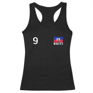 Haiti Soccer Jersey Style Number 9 Graphic Racerback Tank Top Haitian Flag Football Sports Fan TS02 Black Print Your Wear