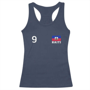 Haiti Soccer Jersey Style Number 9 Graphic Racerback Tank Top Haitian Flag Football Sports Fan TS02 Navy Print Your Wear