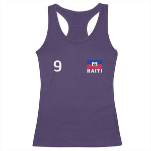 Haiti Soccer Jersey Style Number 9 Graphic Racerback Tank Top Haitian Flag Football Sports Fan TS02 Purple Print Your Wear