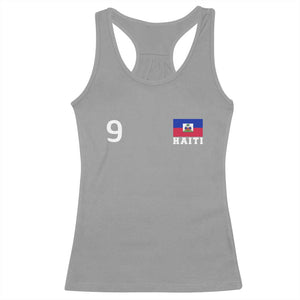 Haiti Soccer Jersey Style Number 9 Graphic Racerback Tank Top Haitian Flag Football Sports Fan TS02 Sport Gray Print Your Wear