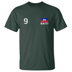 Haiti Soccer Jersey Style Number 9 Graphic T Shirt Haitian Flag Football Sports Fan TS02 Dark Forest Green Print Your Wear