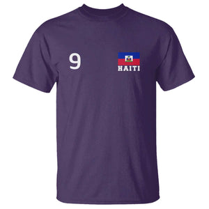 Haiti Soccer Jersey Style Number 9 Graphic T Shirt Haitian Flag Football Sports Fan TS02 Purple Print Your Wear