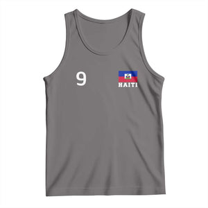 Haiti Soccer Jersey Style Number 9 Graphic Tank Top Haitian Flag Football Sports Fan TS02 Deep Heather Print Your Wear