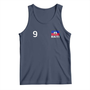Haiti Soccer Jersey Style Number 9 Graphic Tank Top Haitian Flag Football Sports Fan TS02 Navy Print Your Wear