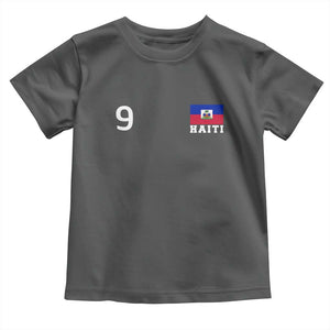 Haiti Soccer Jersey Style Number 9 Graphic Toddler T Shirt Haitian Flag Football Sports Fan TS02 Dark Heather Print Your Wear
