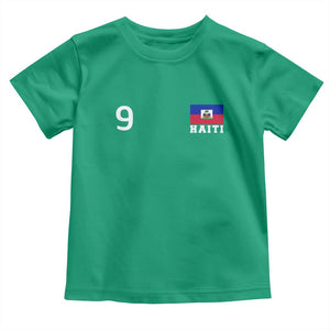 Haiti Soccer Jersey Style Number 9 Graphic Toddler T Shirt Haitian Flag Football Sports Fan TS02 Irish Green Print Your Wear