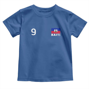 Haiti Soccer Jersey Style Number 9 Graphic Toddler T Shirt Haitian Flag Football Sports Fan TS02 Royal Blue Print Your Wear