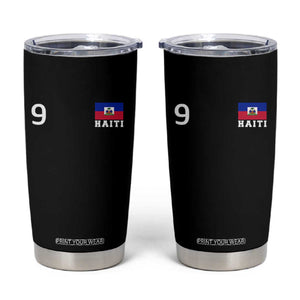 Haiti Soccer Jersey Style Number 9 Graphic Tumbler Cup Haitian Flag Football Sports Fan TS02 Black Print Your Wear