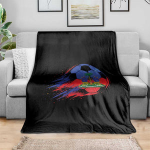 Haitian Flag Soccer Ball Splatter Graphic Throw Blanket Haiti Football Sports Fan TS02 Print Your Wear