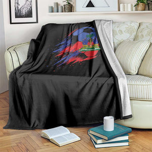 Haitian Flag Soccer Ball Splatter Graphic Throw Blanket Haiti Football Sports Fan TS02 Print Your Wear