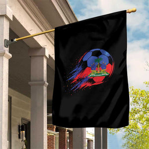 Haitian Flag Soccer Ball Splatter Graphic Garden Flag Haiti Football Sports Fan TS02 Print Your Wear