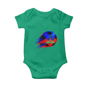 Haitian Flag Soccer Ball Splatter Graphic Baby Onesie Haiti Football Sports Fan TS02 Irish Green Print Your Wear