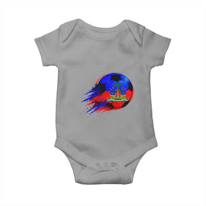 Haitian Flag Soccer Ball Splatter Graphic Baby Onesie Haiti Football Sports Fan TS02 Sport Gray Print Your Wear
